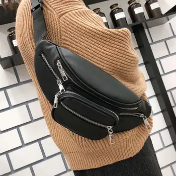 

Chest Waist Bag Messenger Bag PU Leather Soft Handbag Totes Pure Crossbody Zipper Chest Bag