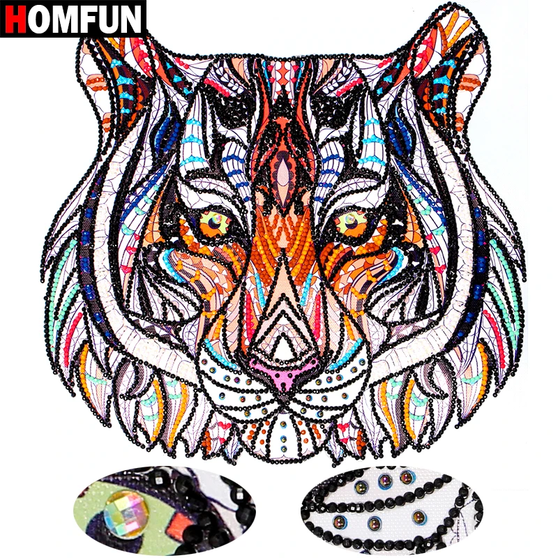HOMFUN Special Shaped Diamond Embroidery Animal tiger 5D Painting Cross Stitch Home Decor Gift 40x30cm | Дом и сад