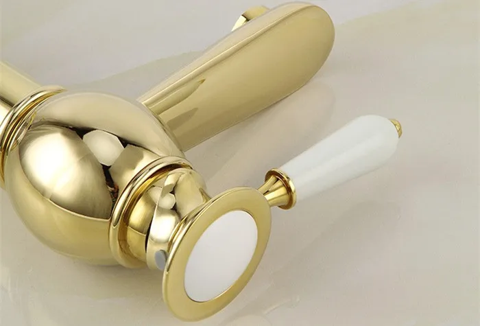 Бесплатная доставка Новый продукт с одной ручкой Золотой кран для раковины от DONA