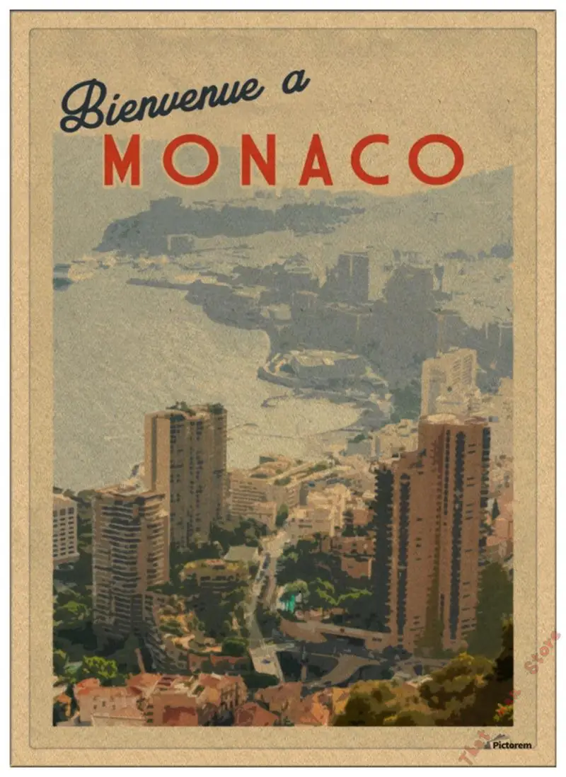 Супер гоночный Ретро мотор Monaco 1937 старинный автомобиль для путешествий, классический винтажный постер, сделай сам, домашний декор из крафт-бумаги