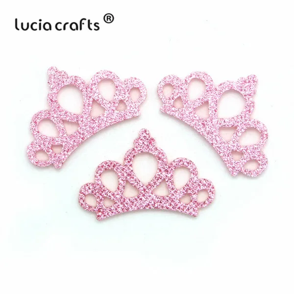 Lucia crafts, 10 шт./12 шт., 27*45 мм, нетканый материал, корона, детская лента для волос, шпилька, головной убор, украшения, сделай сам, ручная работа, аксессуары L0621 - Цвет: pink 10pcs