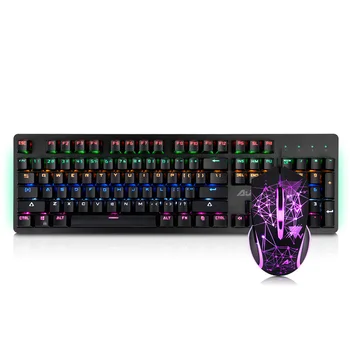 

AJAZZ Mechanical Keyboard and Mouse Combo N-Key Rollover Blue Red Switch Wired Gaming Mouse Backlit Keyboard 2400DPI 104Keys
