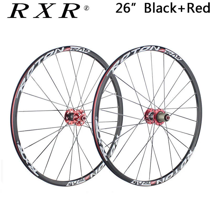 Колеса для горных велосипедов 2" 27,5" 2" углеродная велосипедная ось для колес из углеволокна комплект велосипедных колес 7-11 s алюминиевый барабан колеса Тормозные колеса - Цвет: Black Red-26