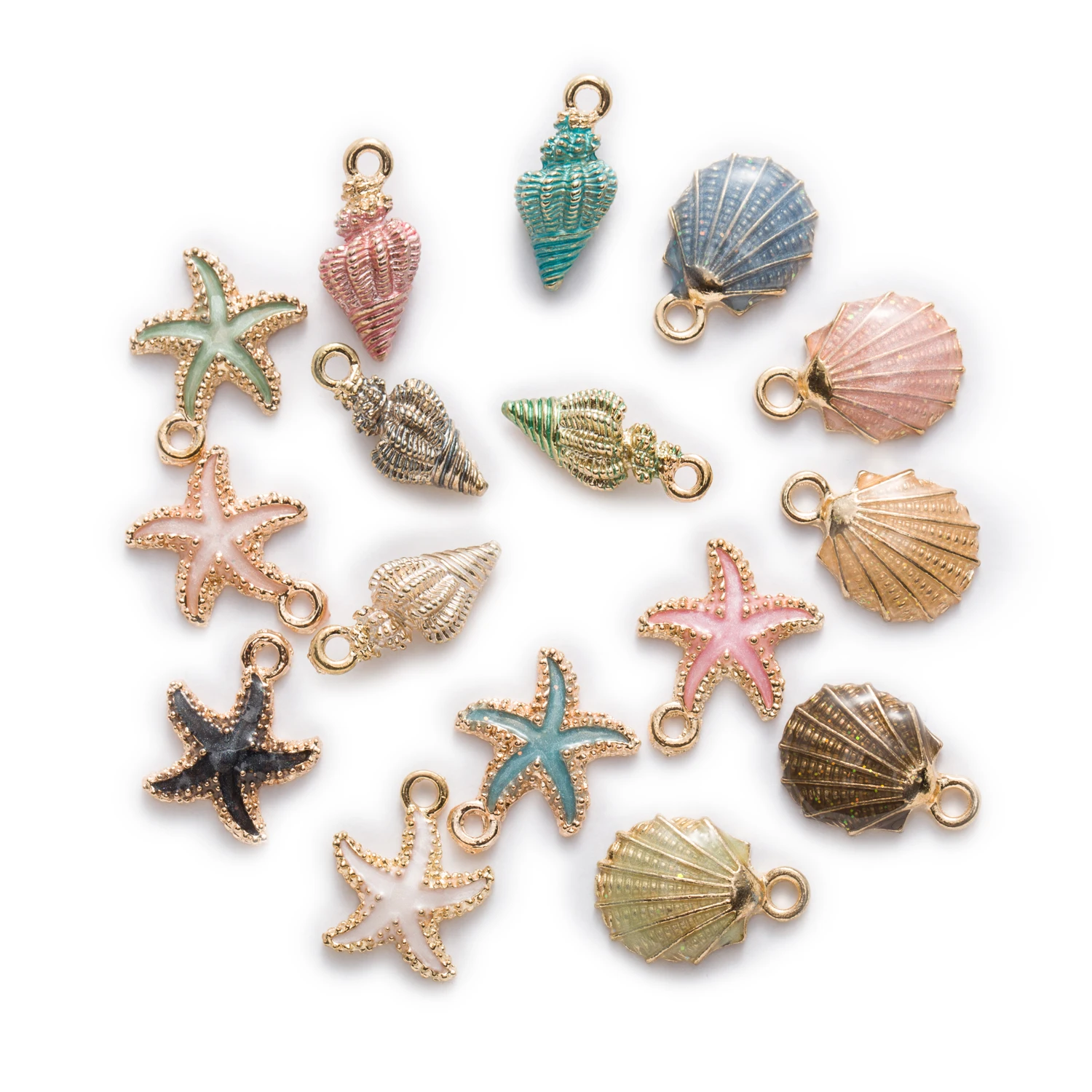 

1 Piece Zinc alloy Enamel Starfish Shell Conch Charms Pendants Jewelry Making 18-20mm