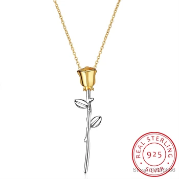 

Eternal Love Rose Flower Necklace Clavicle Chain 925 Sterling Silver Necklace For Women Valentine's Day Gift collares S-N294