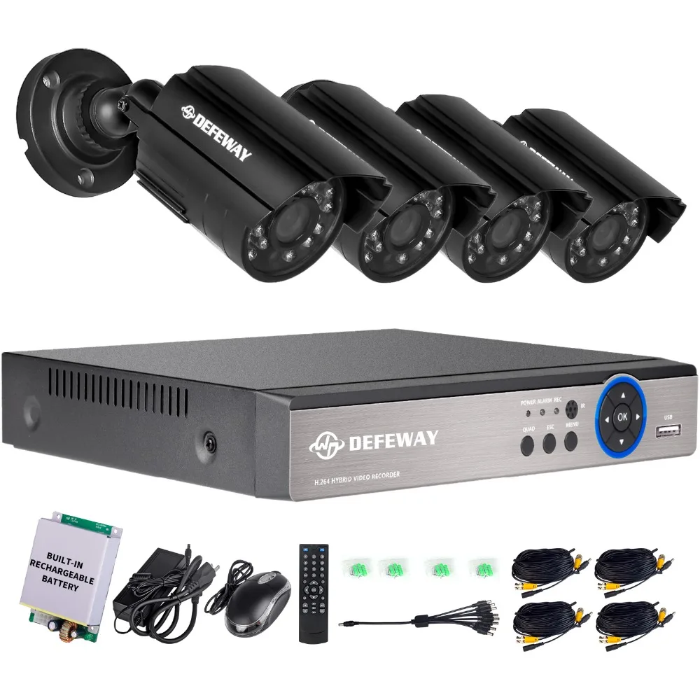

DEFEWAY 8CH 1200TVL CCTV Camera Home Security Video Surveillance Kit Day Night Vision CCTV Home Security with Emergency battery
