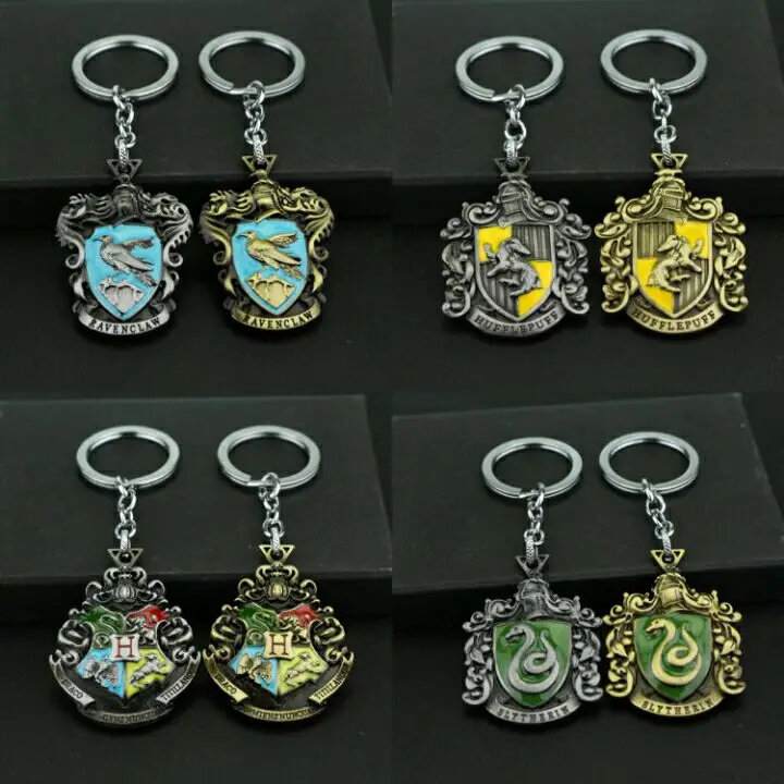 

Hot HP Deathly Hallows Hogwarts School Gryffindor Slytherin Ravenclaw Hufflepuff Symbol Metal Pendant Key