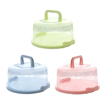 

Plastic Round Cake Box With Handle Case Birthday Wedding Party Storage Box Container Dessert Pastry Cover Holder