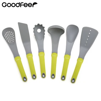 

Nylon Utensil Tools with Long Handle Spatula, Soup Salad Spoon Ladle, Ladle, Spaghetti Server, Slotted Turner Cookware Goodfeer