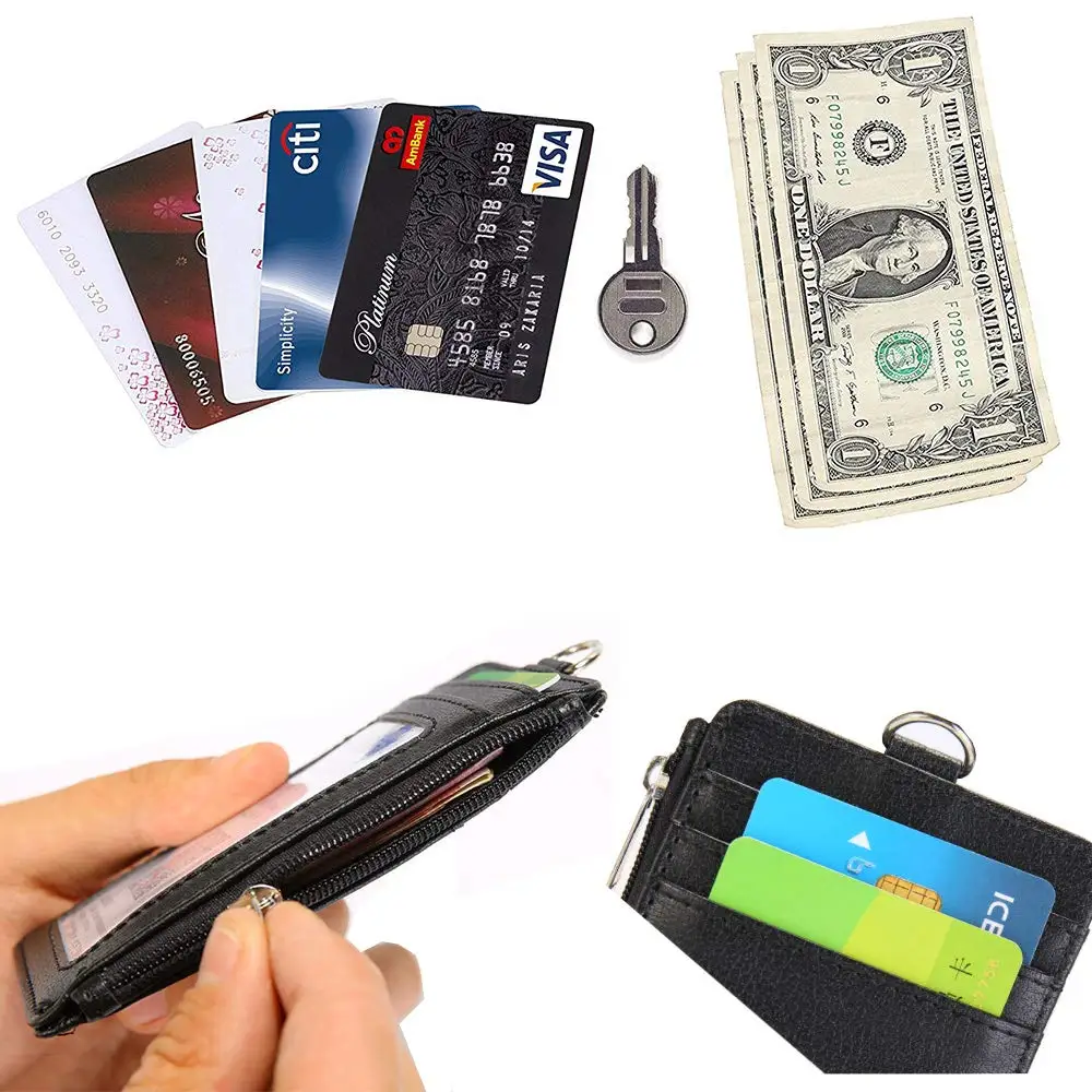 Badge Lanyard Retractable Work Name Business Card Cover Credit Card Holder PU Leather Wallet For Women Men