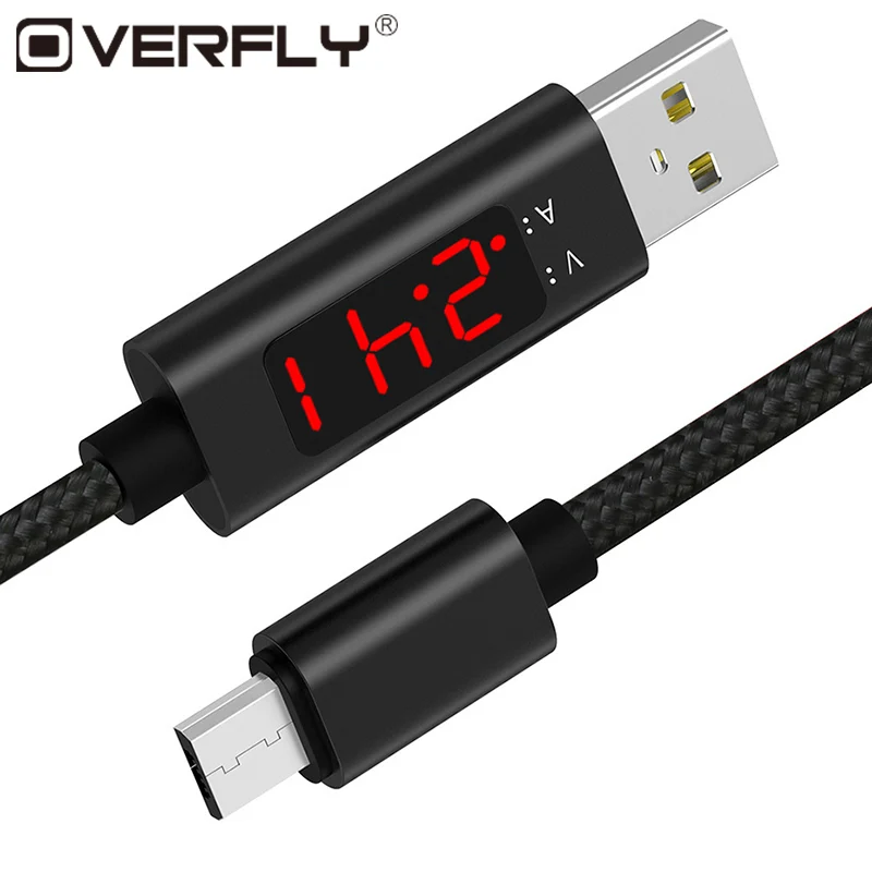 

Overfly 3A(Max) Voltage and Current Display Nylon Braided Aluminum Casing Micro USB Cable For Samsung Xiaomi Huawei HTC