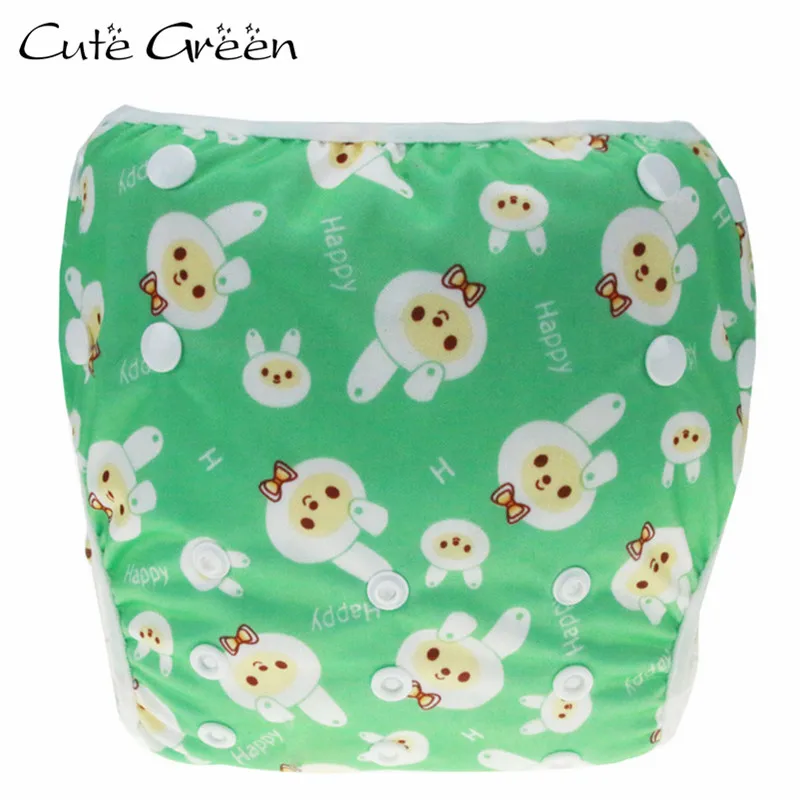 

[Cute Green]OS Waterproof PUL Baby Swim Diaper Pool Pant Reusable Baby Nappies Cloth Diaper For Swimming Infant Swimwear Diaper