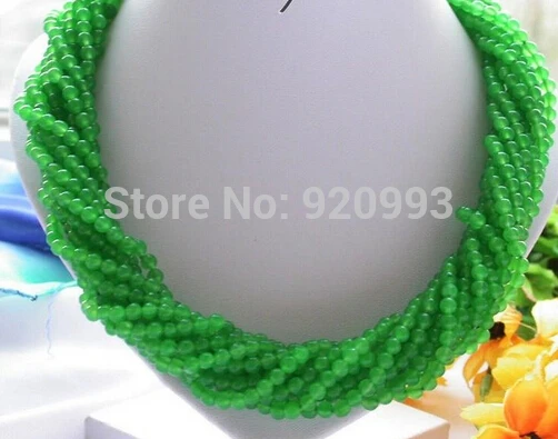 

Wholesale&FREE P&P*beautiful 10strands 18" 4mm round green jade bead necklace