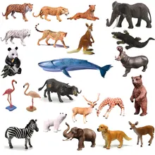 Oenux Simulation Animals Action Figures High Quality Elephant Tiger Bird Lion Panda Zebra Shark Whale Animals Model Toy For Kids