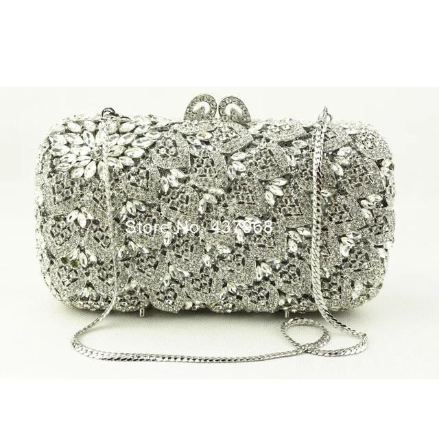 Quality Luxury Women Designer Clutch Handbag Handmade Silver Crystal Quality Luxury Women Designer Clutch Handbag Handmade Silver Crystal Evening Bags Golden Wedding Party