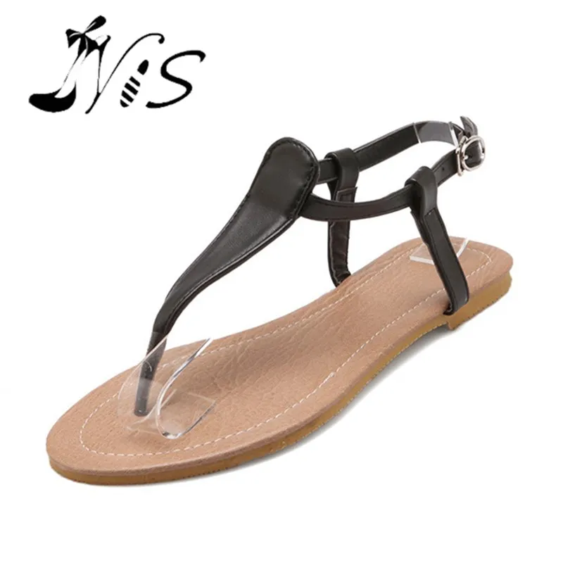 

NIS Women Clip Toe Gladiator Sandals, Black/White/Apricot Summer Beach Sandal, Ladies Flip Flops, Buckle Shoes, Zapatos Mujer