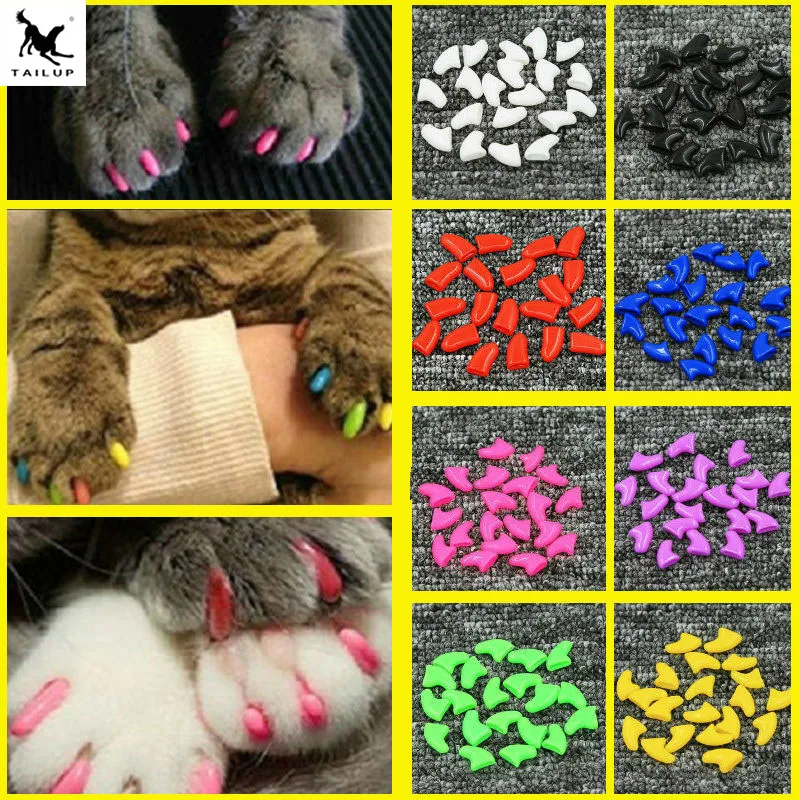 

10X20pcs Soft Pet Nail Covers Cat Nail Caps Pet Claw Paws Cover Caps with Free Glue and Applicator Protection Pet Accessories