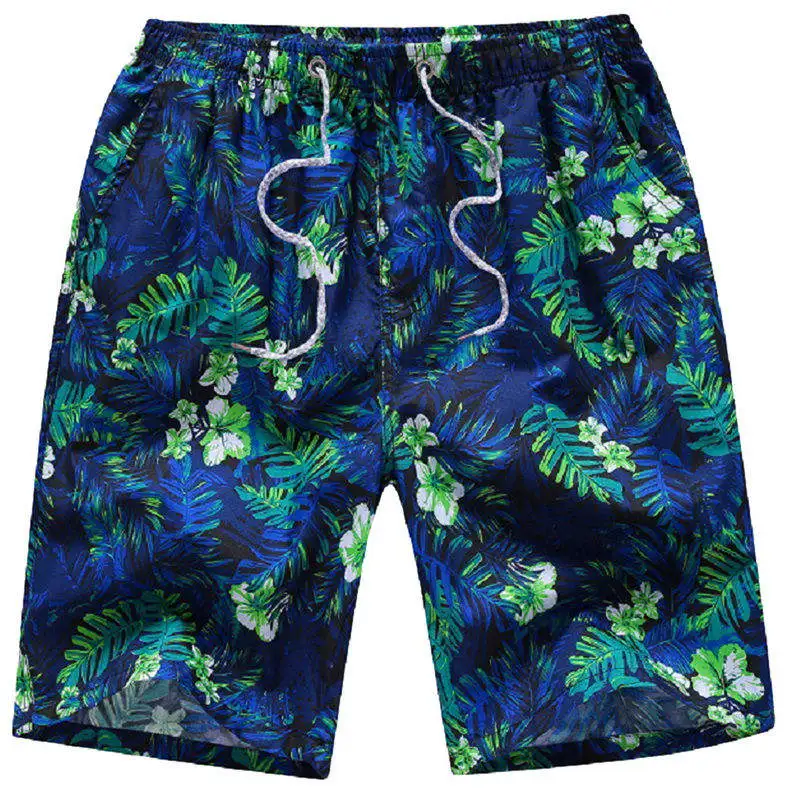 NIBESSER мужские модные повседневные пляжные шорты, быстросохнущие шорты, мужские пляжный шорты купальник, плавки, пляжная одежда размера плюс, шорты 4XL - Цвет: green leaves