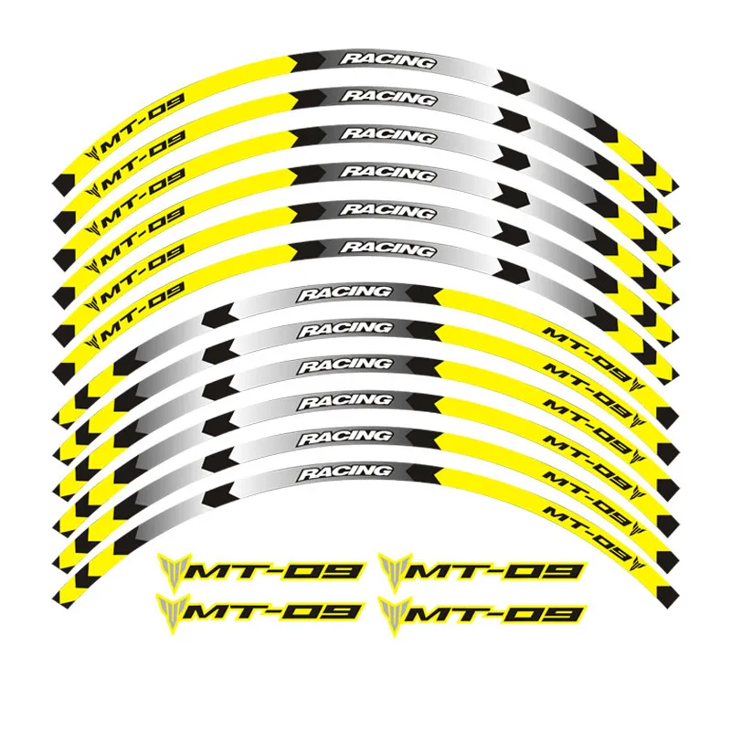 Высокое качество 6 цветов общего назначения колеса мотоцикла отличительные светоотражающие наклейки обода полосы для YAMAHA MT-09 - Цвет: A yellow