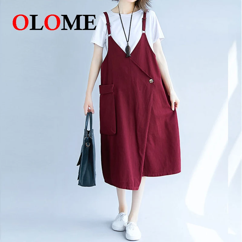 

Women over size summer 2019 dresses Female Skirts Girls plus-size dress looks slimmer w long cotton strap Clothing with bag 278