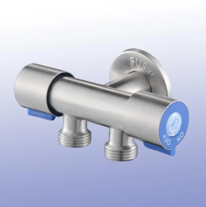 

304 Stainless Steel Three-way Angle Valve One Into Two Out Double-out Double Switch Water Pipe Switch Multi-function Angle Valve