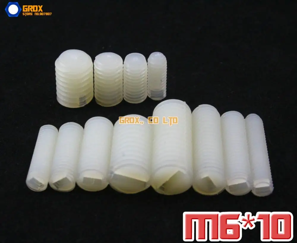 

150 Pieces M6 x 10mm Nylon Grub Screws Cup Point Slotted Set Screw