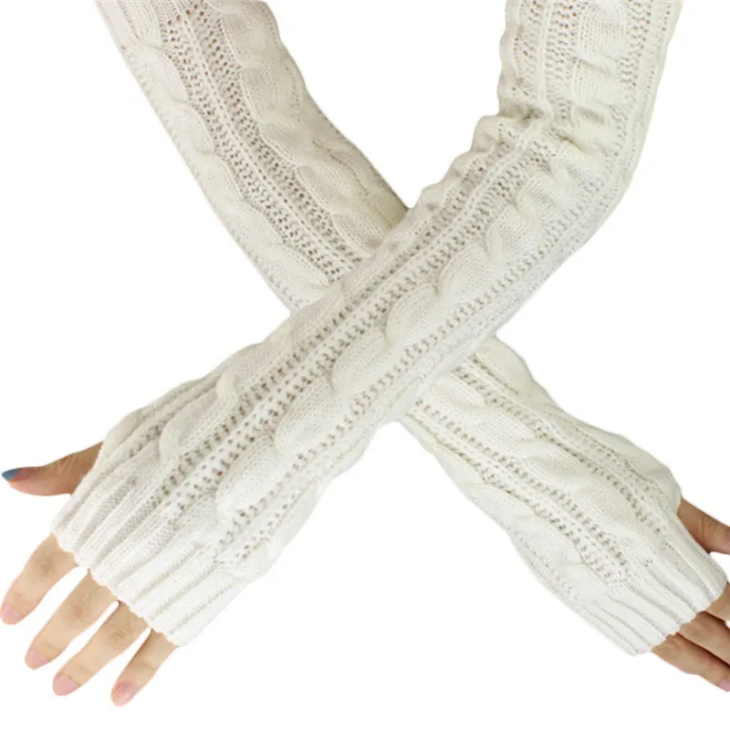 Hemp Flowers  Fingerless Knitted Long Gloves winter gloves luvas Hand Gloves guantes eldiven handschoenen 40FE1506