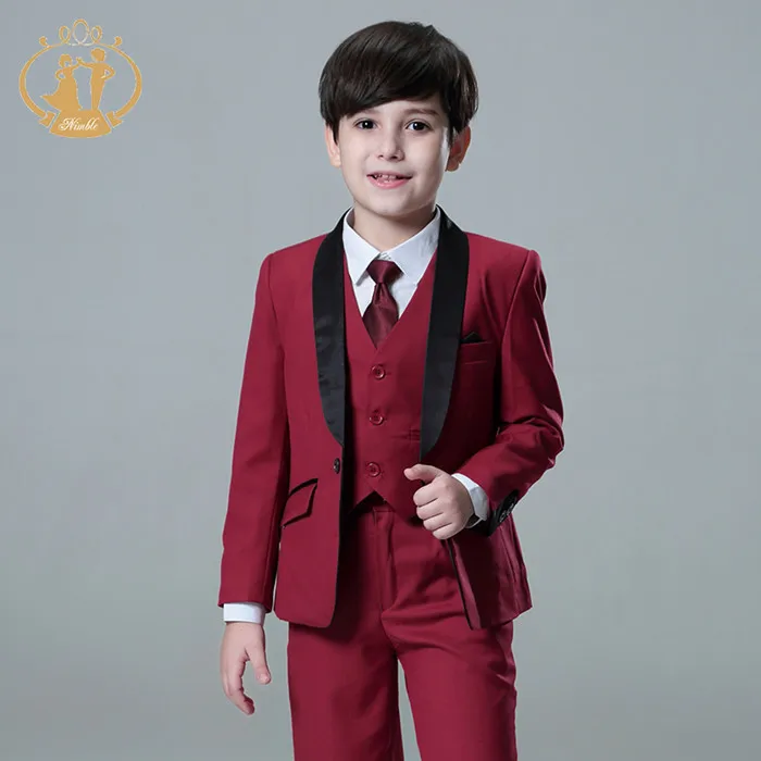 Nimble/костюм для мальчиков; Enfant Garcon Mariage; костюмы для мальчиков на свадьбу; блейзер для мальчиков; спортивный костюм; Garcon Disfraz Infantil; смокинг - Цвет: Красный