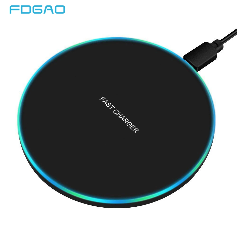 FDGAO 10W Fast Wireless Charger For Samsung Galaxy S10 S20 S9 Note 10 9 USB Qi Charging Pad for iPhone 11 Pro XS Max XR X 8 Plus:  Brand Name: FDGAO Model Number: Qi Wireless Charger Pad Max. Output Power: 10W Power Source: USB Output Interface: USB Input: 9V/1.67A Quality Certification: ROHS Quality Certification: ce Quality Certification: FCC GaN: NO Applied Fast Charge Protocols: Qualcomm Quick Charge 3.0 