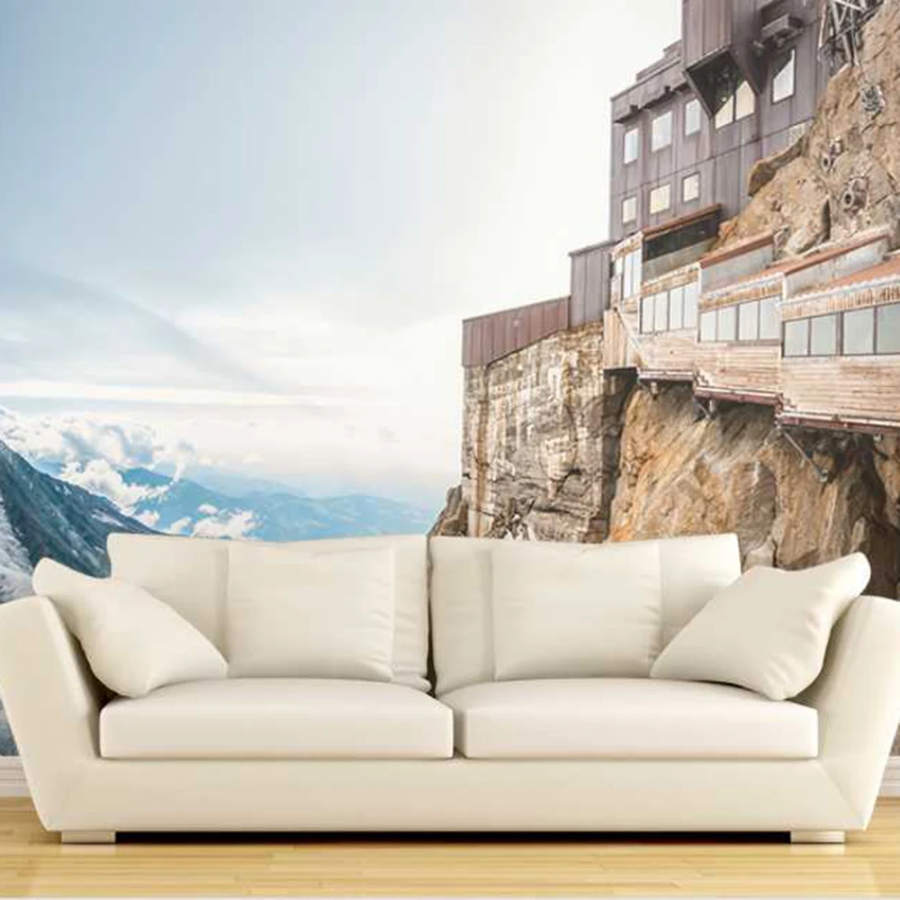 Клифф дом гостиной фон 3D обои фотообои 3d papel де сравнению PW1435731337|papel de pared|papel de3d |