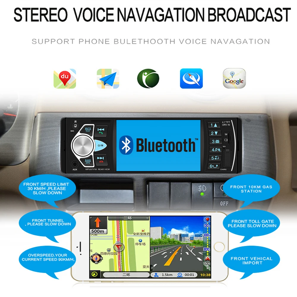 Podofo Автомагнитола 1 din 4022d FM радио авто аудио стерео Bluetooth Авторадио Поддержка камеры заднего вида рулевое колесо Contral