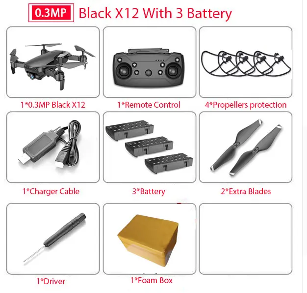 X12 X12S WiFi FPV RC Дрон с 0.3MP/1080 P/4 K HD Двойная камера оптический поток RC Квадрокоптер для игрушек Детский Дрон vs SG106 Visuo xs816 - Цвет: 0.3MP 3B Foam box