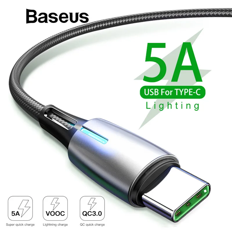 Baseus Upgrade USB Type C Cable 5A Fast Charging for Huawei P20 Pro 2A Quick Charge USB-C Cable for xiaomi redmi note 7