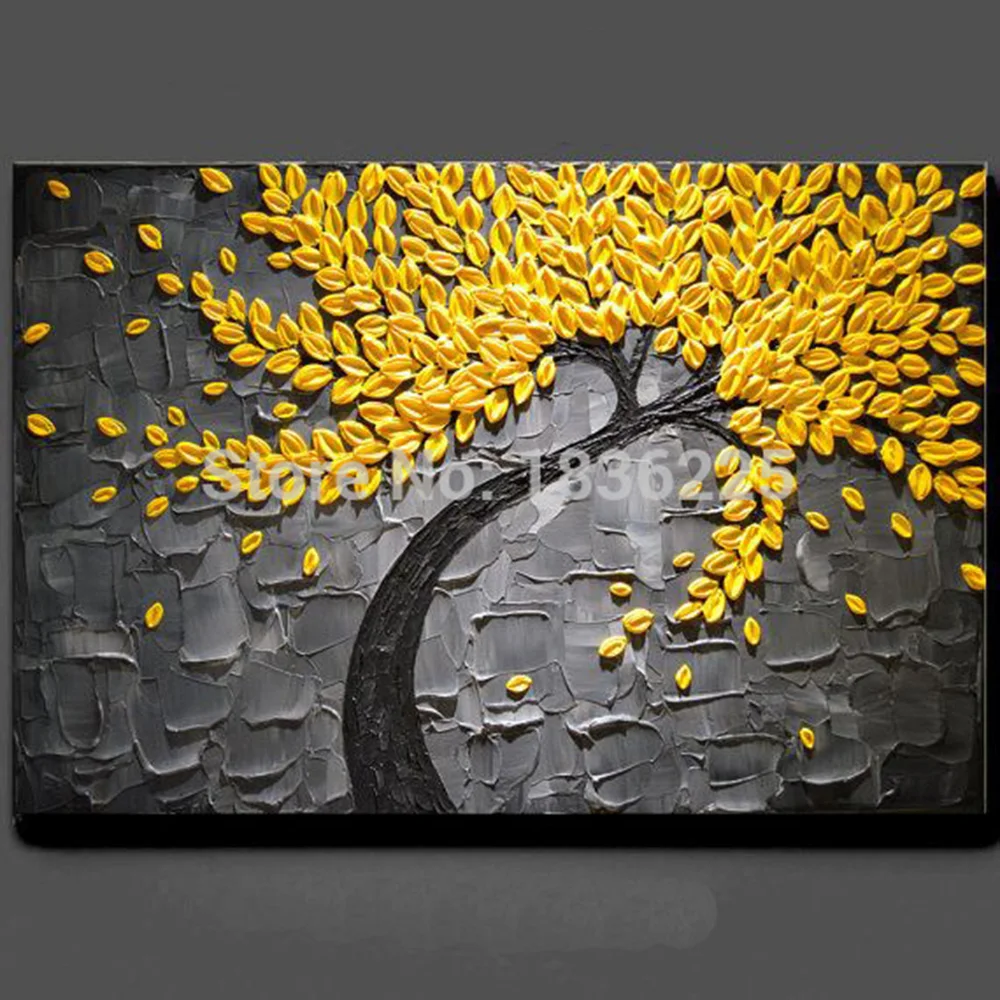 Hand Made Oil Painting Palette Knife Thick Paint Golden Flowers Painting  Modern Home Art Canvas Wall Living Room Decor Picture - Painting &  Calligraphy - AliExpress