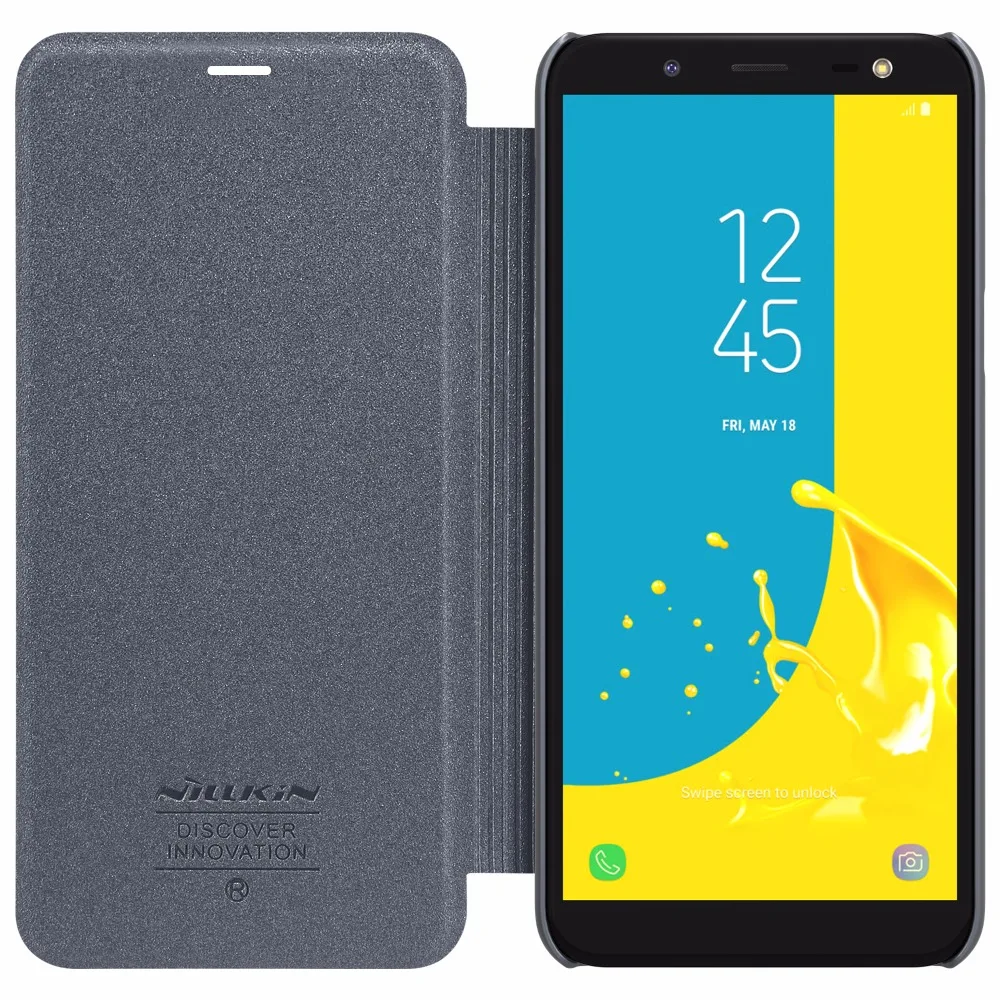 

Чехол для телефона Samsung Galaxy J6 2018 NILLKIN, блестящий чехол из искусственной кожи, откидной Чехол в розничной упаковке