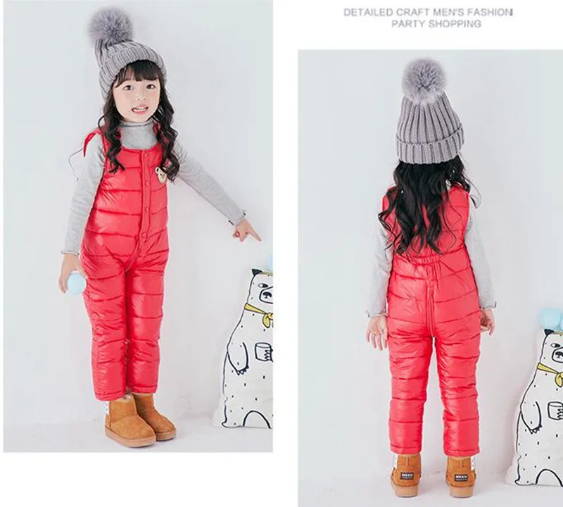 COOTELILI Cotton Winter Overalls Padded Outdoor Romper Pants High Quality Baby Girls Boys Jumpsuit Kids Clothes  90-110cm  (3)