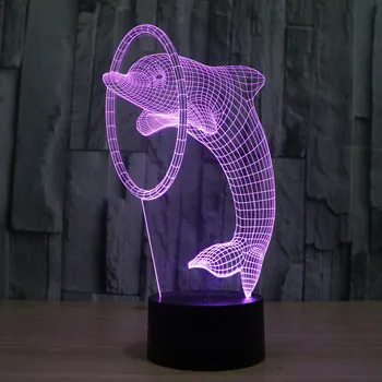 

Dolphin through circle 3D Atmosphere lamp Visual illusion LED Decor Lamp Home Table Decoration for Gift