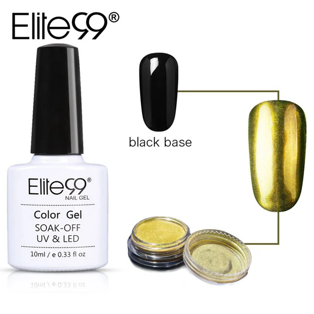 Elite99 Schwarz Farbe Top Basis Mantel Spiegel Nagel Glitter Pigment Pulver Nail art Lack Benötigen Nagel Gel Polish primer Gel lack