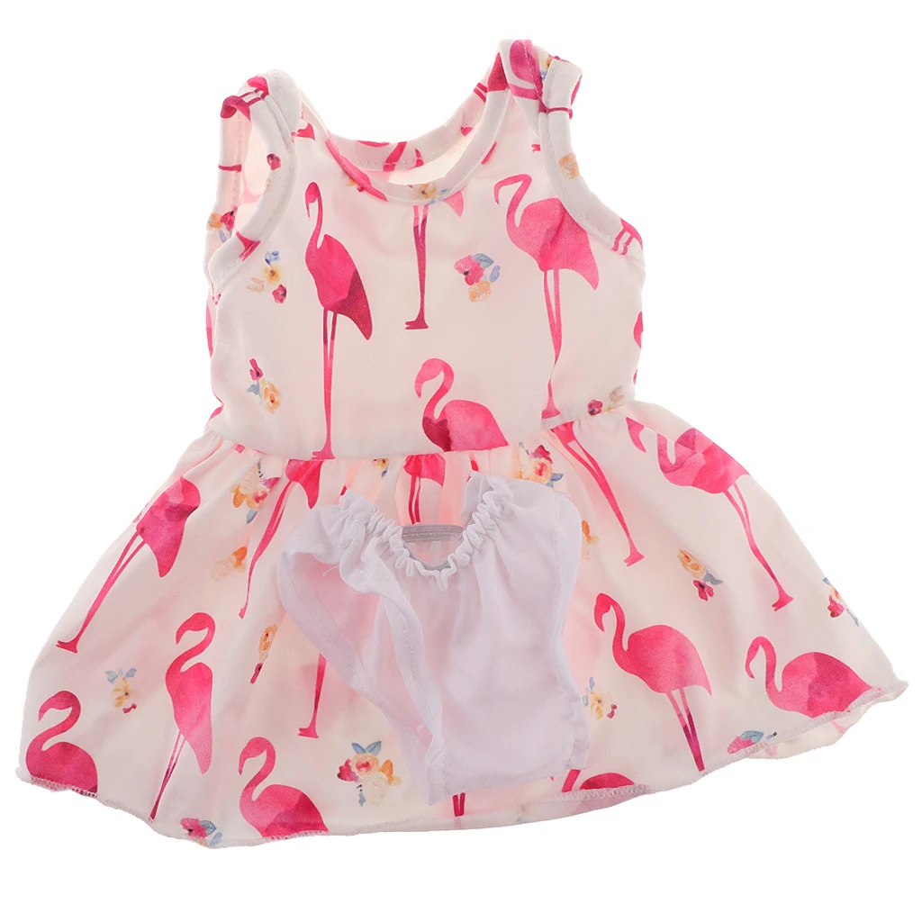 2 Set 1/4 Scale Doll Clothes Girl Skirt & Underpants Outfits 18 inch BJD Dolls Dress Up Accessories (Flamingo Prints)