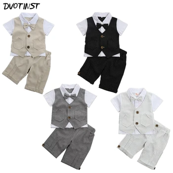 

Baby Boys Clothes Summer Short Sleeves Gentleman Formal Uniform Suit 2pcs Set Outfit Infantil Event Wedding Birthday Costume