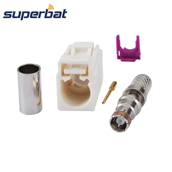 Superbat Fakra B White/9001 Radio Crimp Female with Phantom RF Coaxial Connector for Cable RG58 LMR195 1