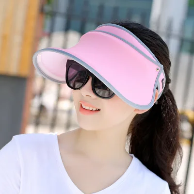 OLOEY УФ летняя шляпа от солнца для женщин соломенная шляпа для девочек пляжная кепка из органзы кепки с козырьками многофункциональная Складная широкополая шляпа - Цвет: pink