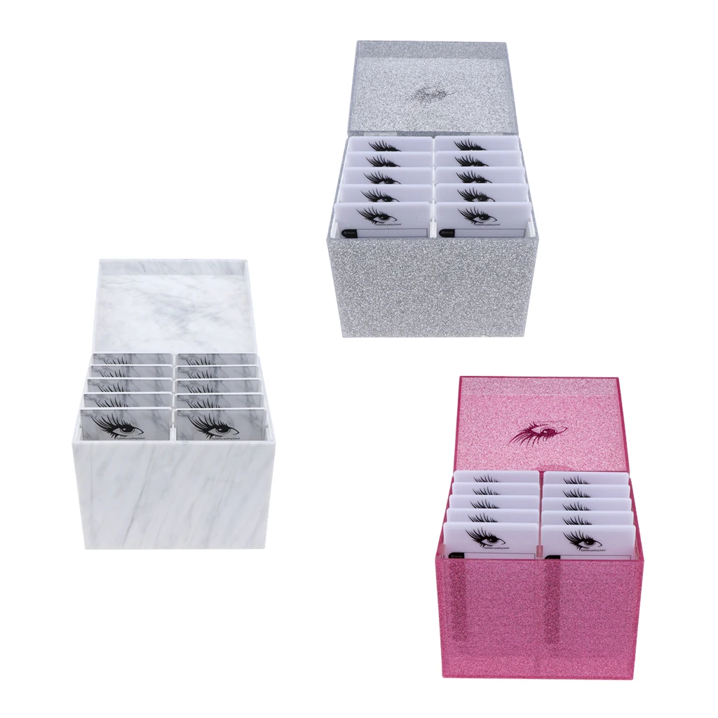 Acrylic Cosmetic Makeup Organizer Eyelash Storage Box Eyelashes Glue Pallet Holders 10 Layers Grafting Eyelash Extension Tool