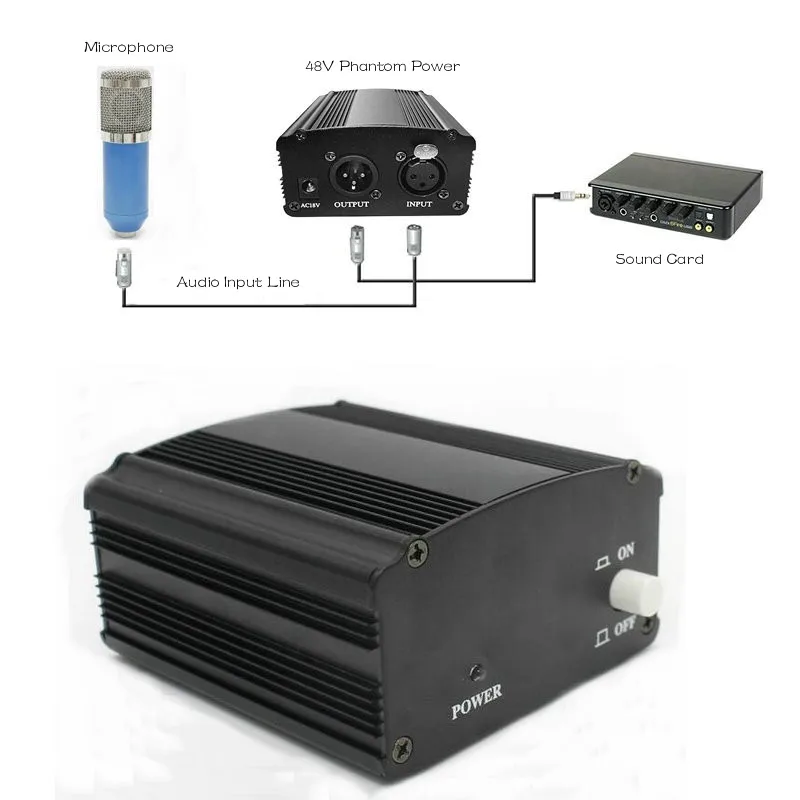 BM-8000 профессиональный конденсаторный микрофон для студийной записи с подставкой и держателем+ фантомное питание+ Звуковая карта