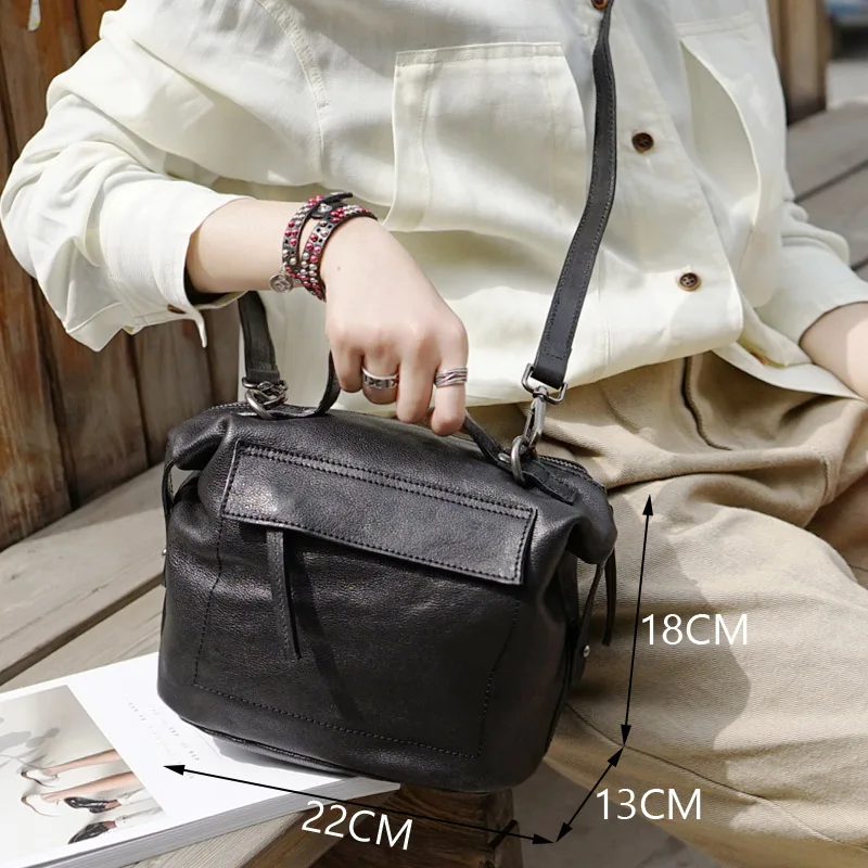 AETOO кожаная модная художественная Ретро сумка через плечо, дамская сумка через плечо, ручная сумка из воловьей кожи - Цвет: 2