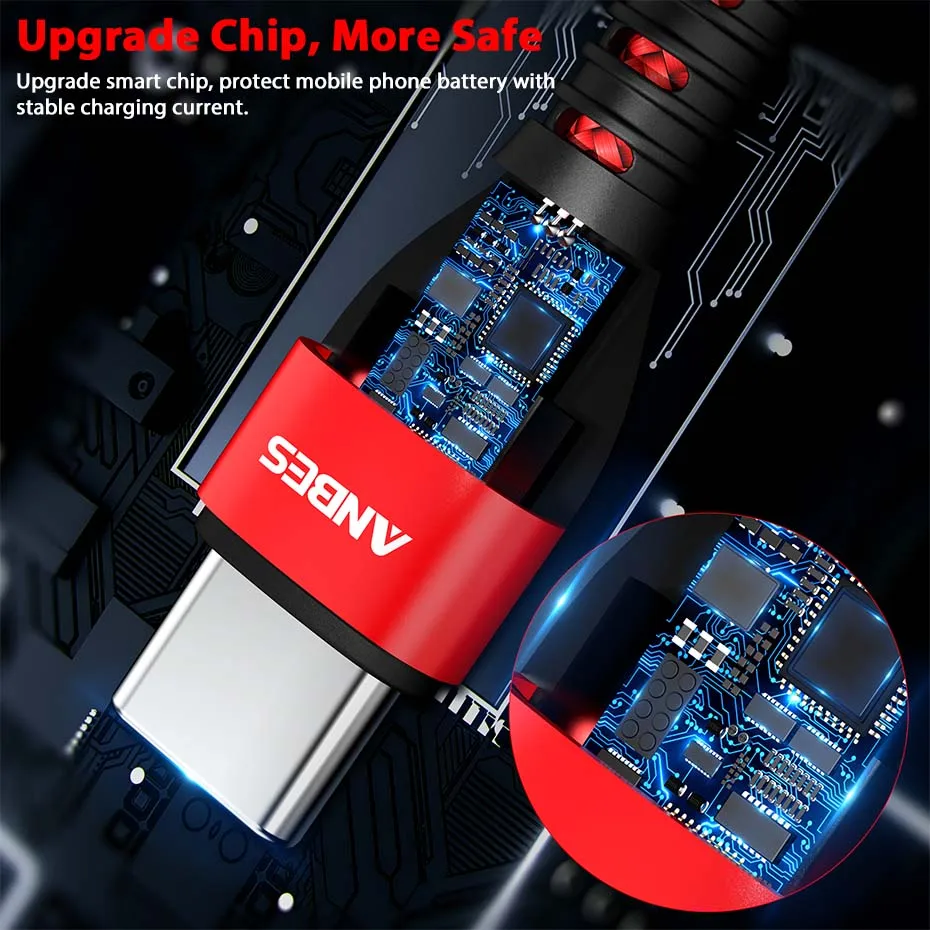 Кабель ANBES usb type C Micro USB кабель для быстрой зарядки синхронизации данных samsung S9 S8 Note