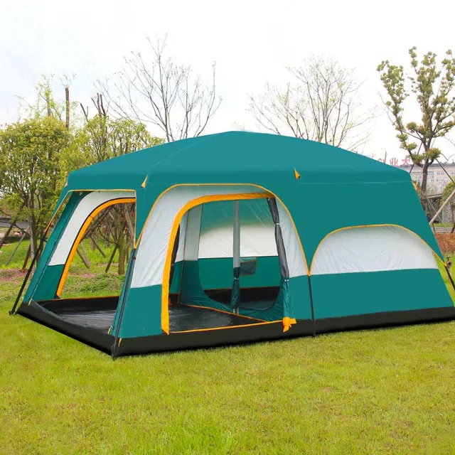 Cheap 10-12 persons Multifunction tent Outdoor camping Double tarpaulin Rainproof Super big size tent 430 * 305 * 200cm