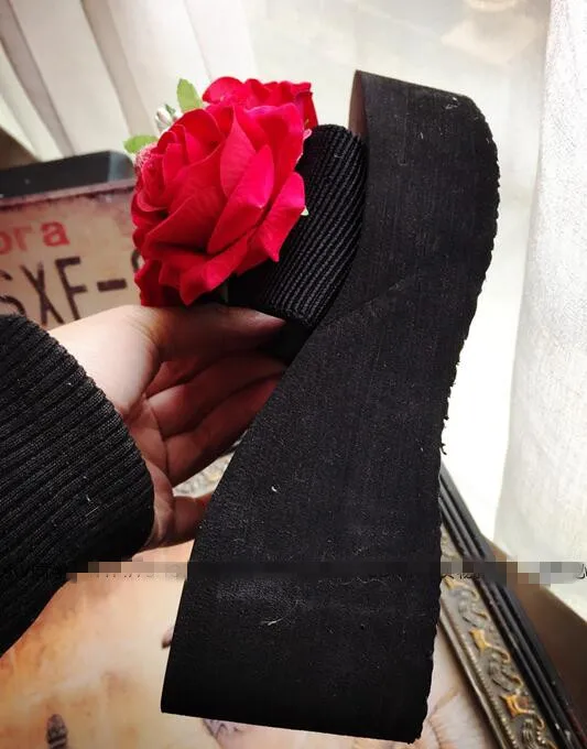 HAHAFLOWER Для женщин Мода Летние тапочки Босоножки на танкетке красная роза король шлепанцы домашняя обувь пляжные тапочки для душа обувь