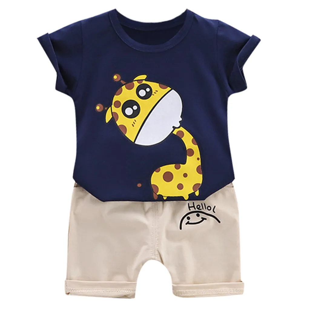 

kids clothes set summer baby boys clothes 2019 Toddler Kids Baby Boys Girl Cartoon Outfits T shirt Tops Shorts Clothes Set