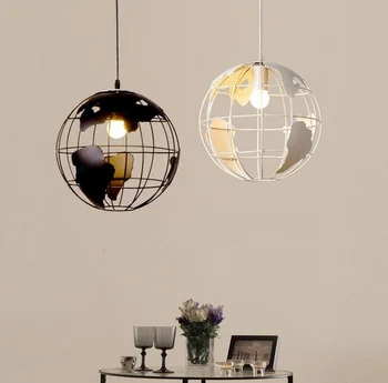 

Retro industry Round Ball Iron Lounge Bar Casual pendant lights Restaurant Bar Counter Cafe Tea House Globe earth lamp GY170